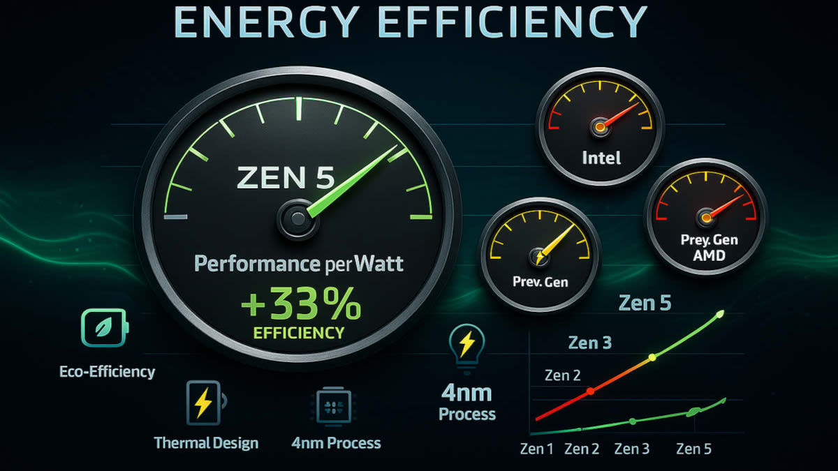 Comparativa de eficiencia energética de Zen 5