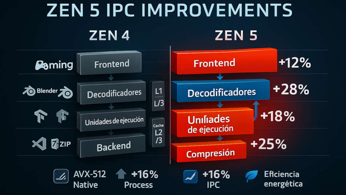 Gráfico de mejora de IPC de Zen 5 frente a Zen 4