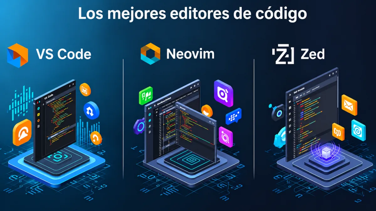 Mejores editores de código: VS Code, Zed y Neovim