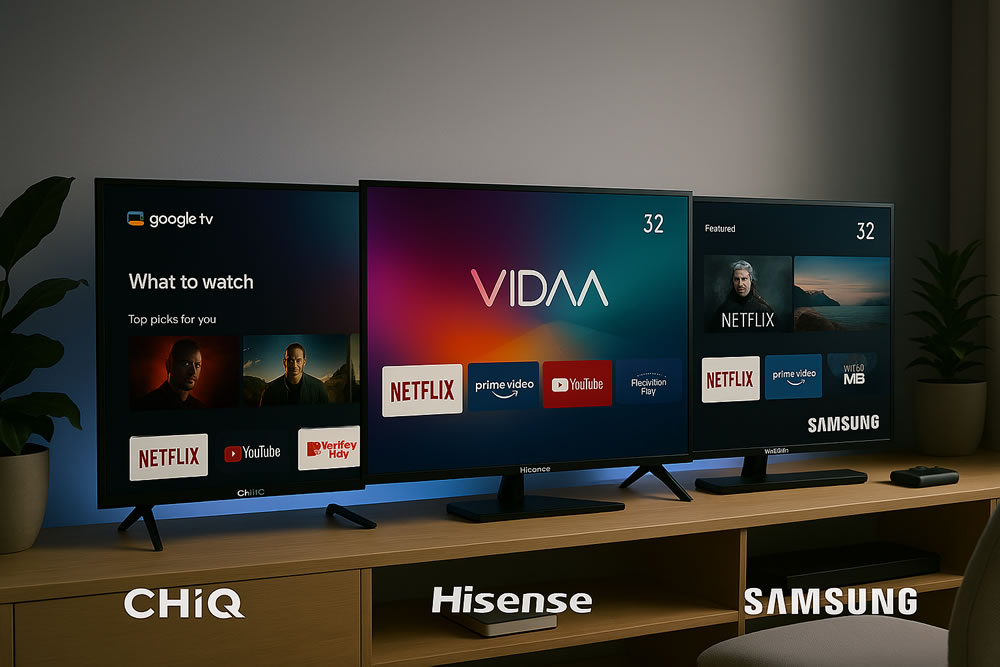 Modelos intermedios televisores 32 pulgadas del momento: CHiQ, Hisense y Samsung comparativa