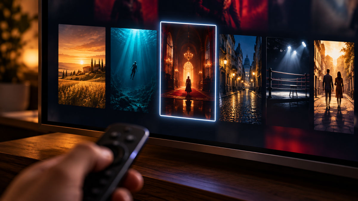 Menú de Netflix con la fila de novedades y estrenos en un televisor