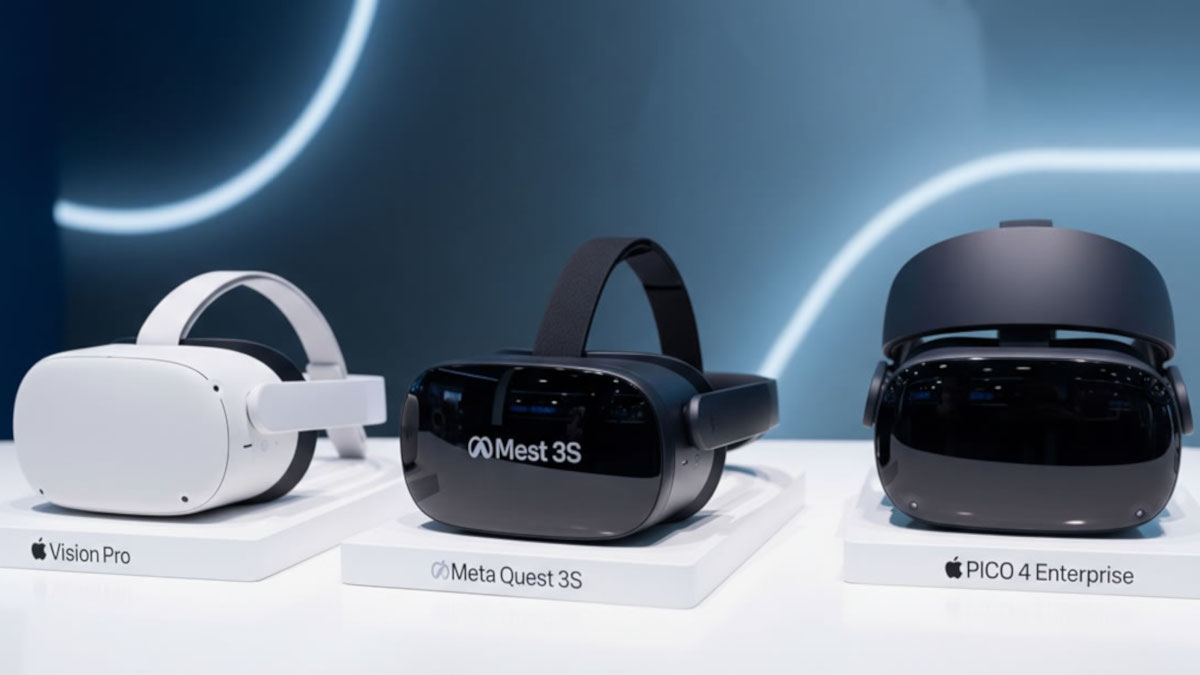 Visores de realidad virtual y realidad mixta de distintas marcas